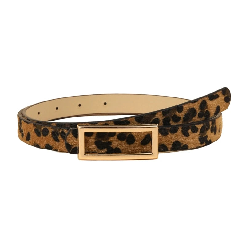 Damen Leopard Print Schmaler Gürtel – Weicher Fashion Taillengürtel