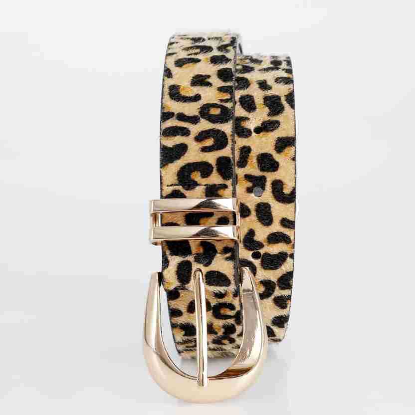Damen Leopard Print Gürtel – Retro PU Leder Gürtel mit Metallschnalle