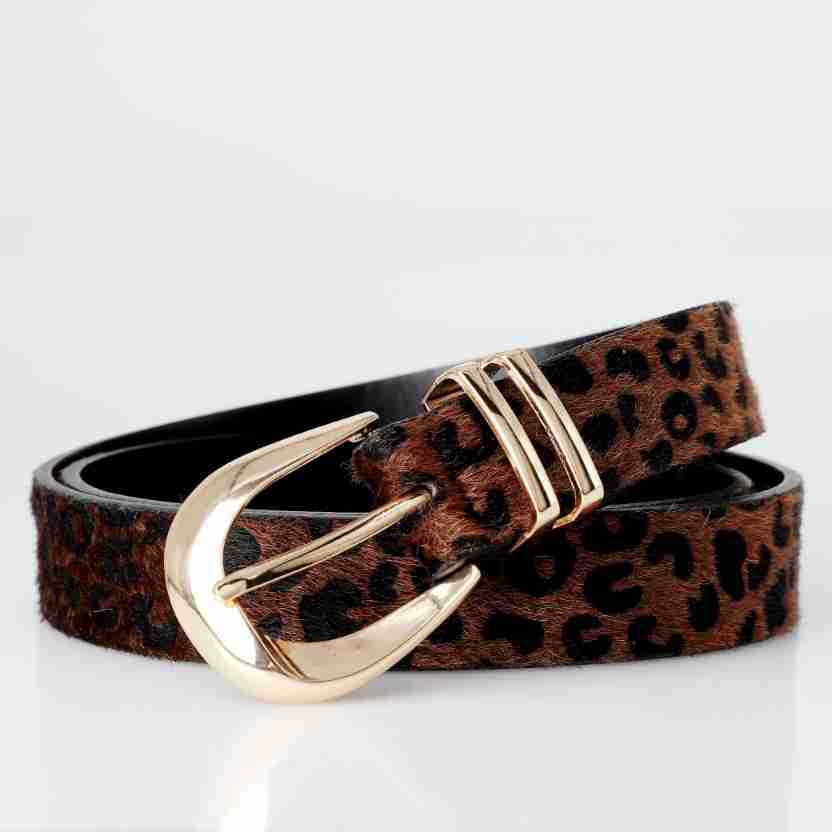 Damen Leopard Print Gürtel – Retro PU Leder Gürtel mit Metallschnalle