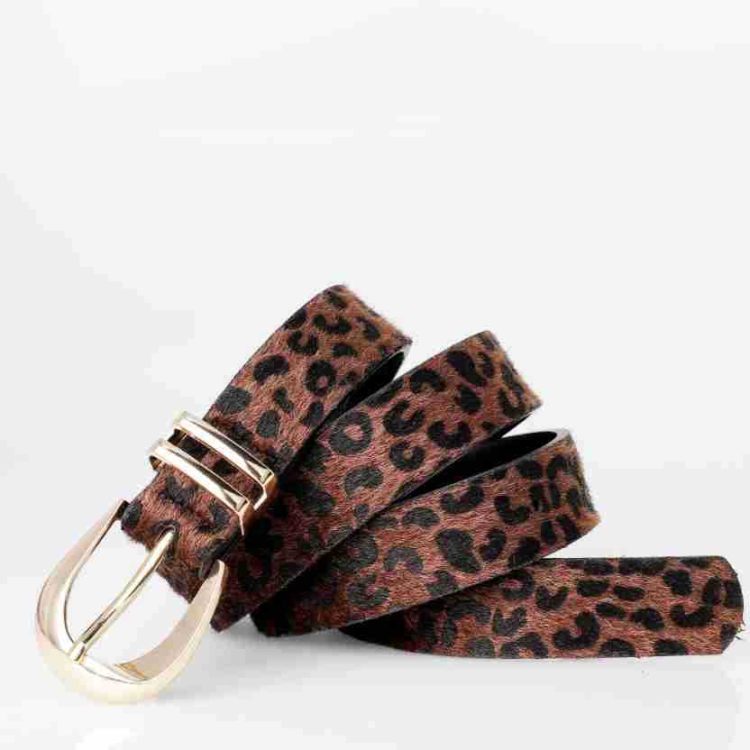 Damen Leopard Print Gürtel – Retro PU Leder Gürtel mit Metallschnalle