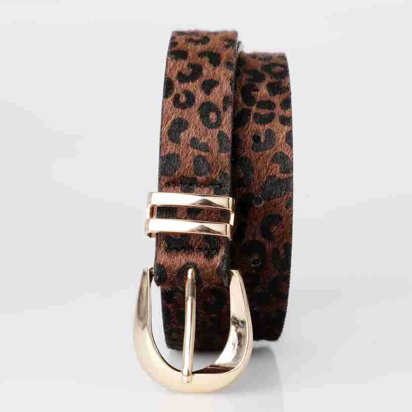 Damen Leopard Print Gürtel – Retro PU Leder Gürtel mit Metallschnalle