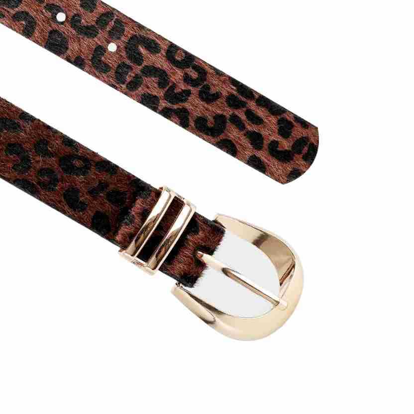 Damen Leopard Print Gürtel – Retro PU Leder Gürtel mit Metallschnalle