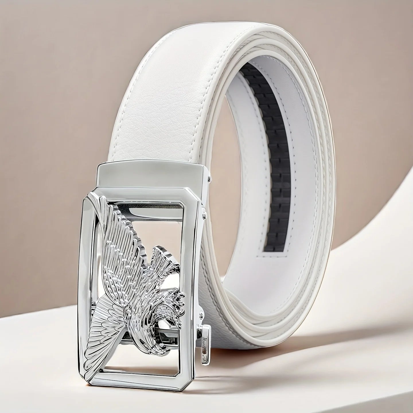 Herren Weißer Automatik Gürtel – Goldener Adler Business Herrengürtel