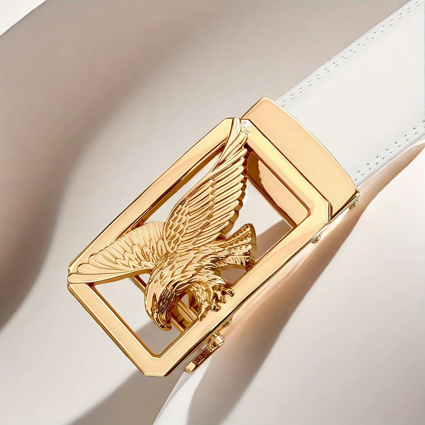 Herren Weißer Automatik Gürtel – Goldener Adler Business Herrengürtel