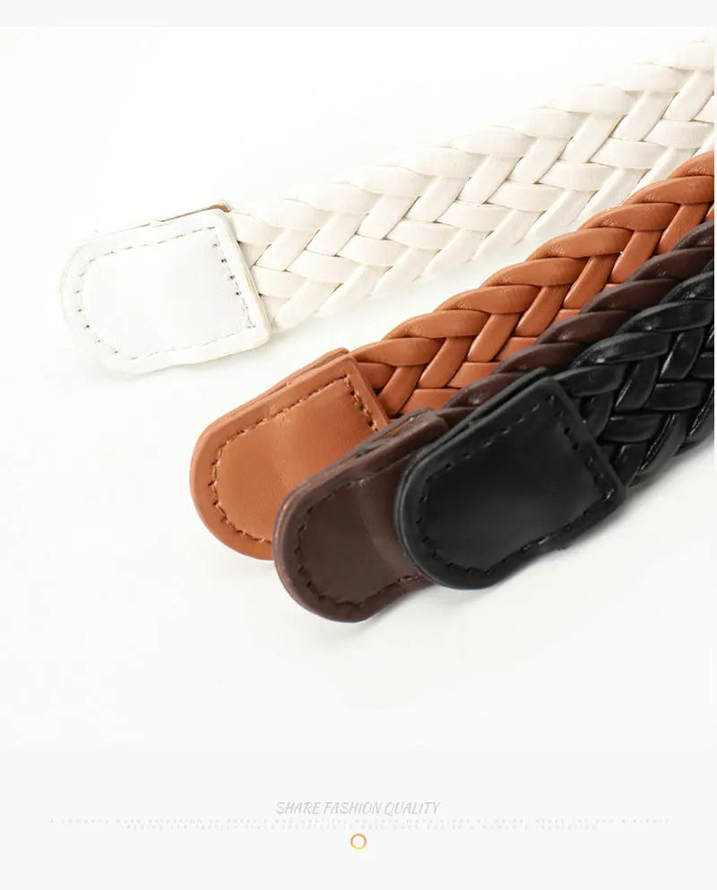 Damen Retro Flechtgürtel – Silberne Schnalle Ohne Löcher Gürtel
