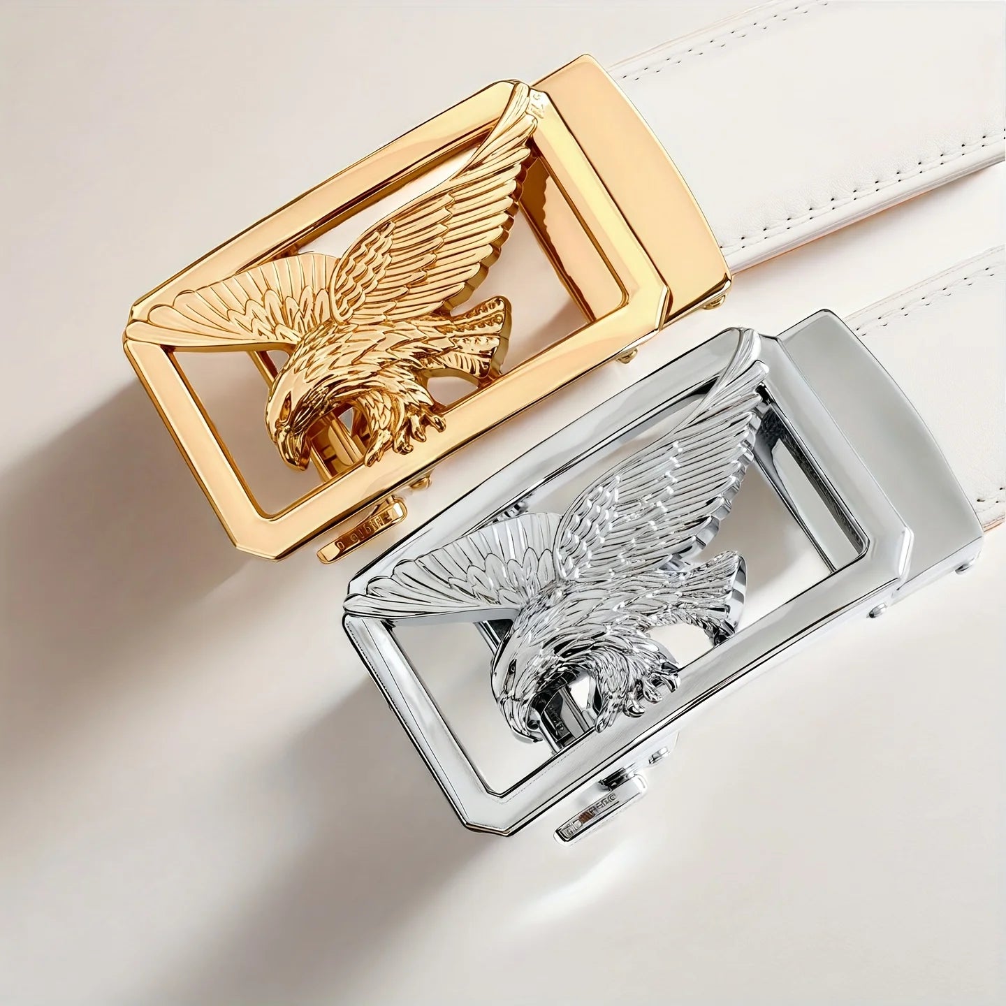 Herren Weißer Automatik Gürtel – Goldener Adler Business Herrengürtel