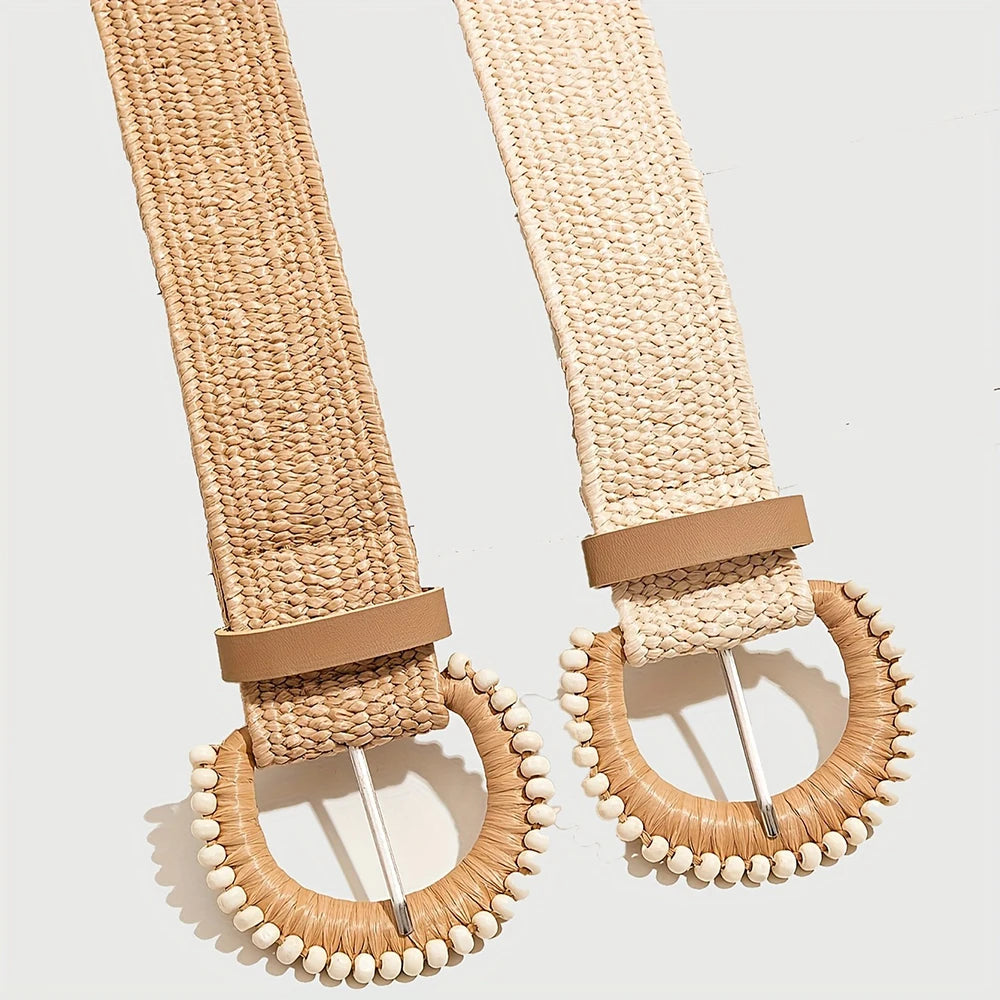 Damen Boho Flechtgürtel – Elastischer Retro Sommer Strand Gürtel