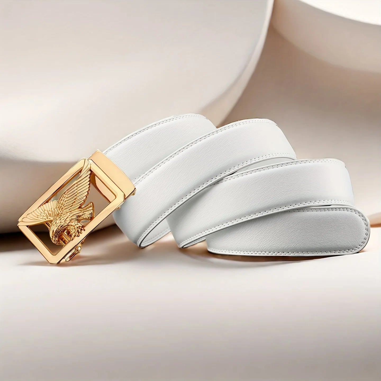 Herren Weißer Automatik Gürtel – Goldener Adler Business Herrengürtel