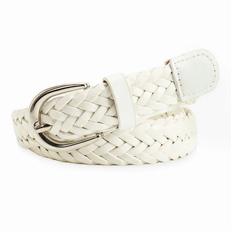 Damen Retro Flechtgürtel – Silberne Schnalle Ohne Löcher Gürtel