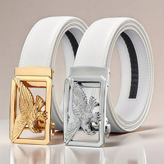 Herren Weißer Automatik Gürtel – Goldener Adler Business Herrengürtel