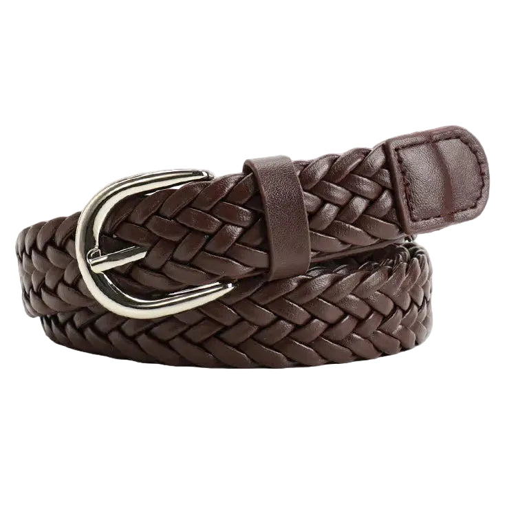 Damen Retro Flechtgürtel – Silberne Schnalle Ohne Löcher Gürtel