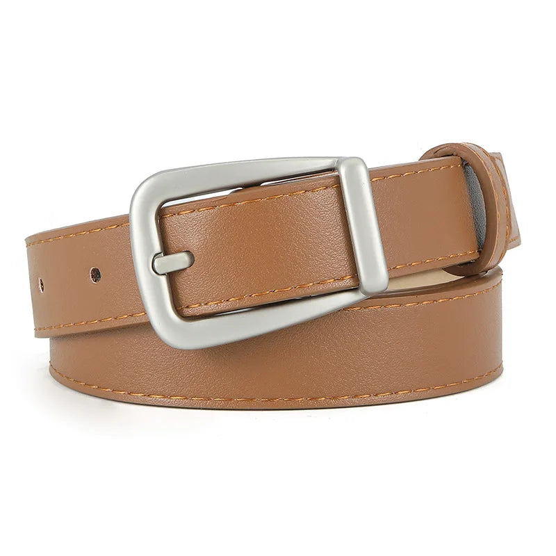 Damen Rosa PU Leder Gürtel – Schmaler Freizeitgürtel mit Dornschließe