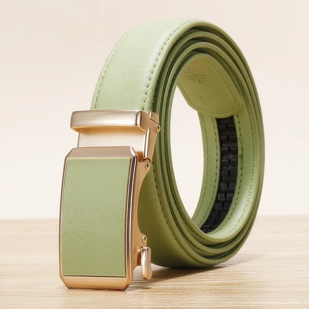 Damen Designer PU Leder Gürtel – Verstellbarer Automatik Freizeitgürtel