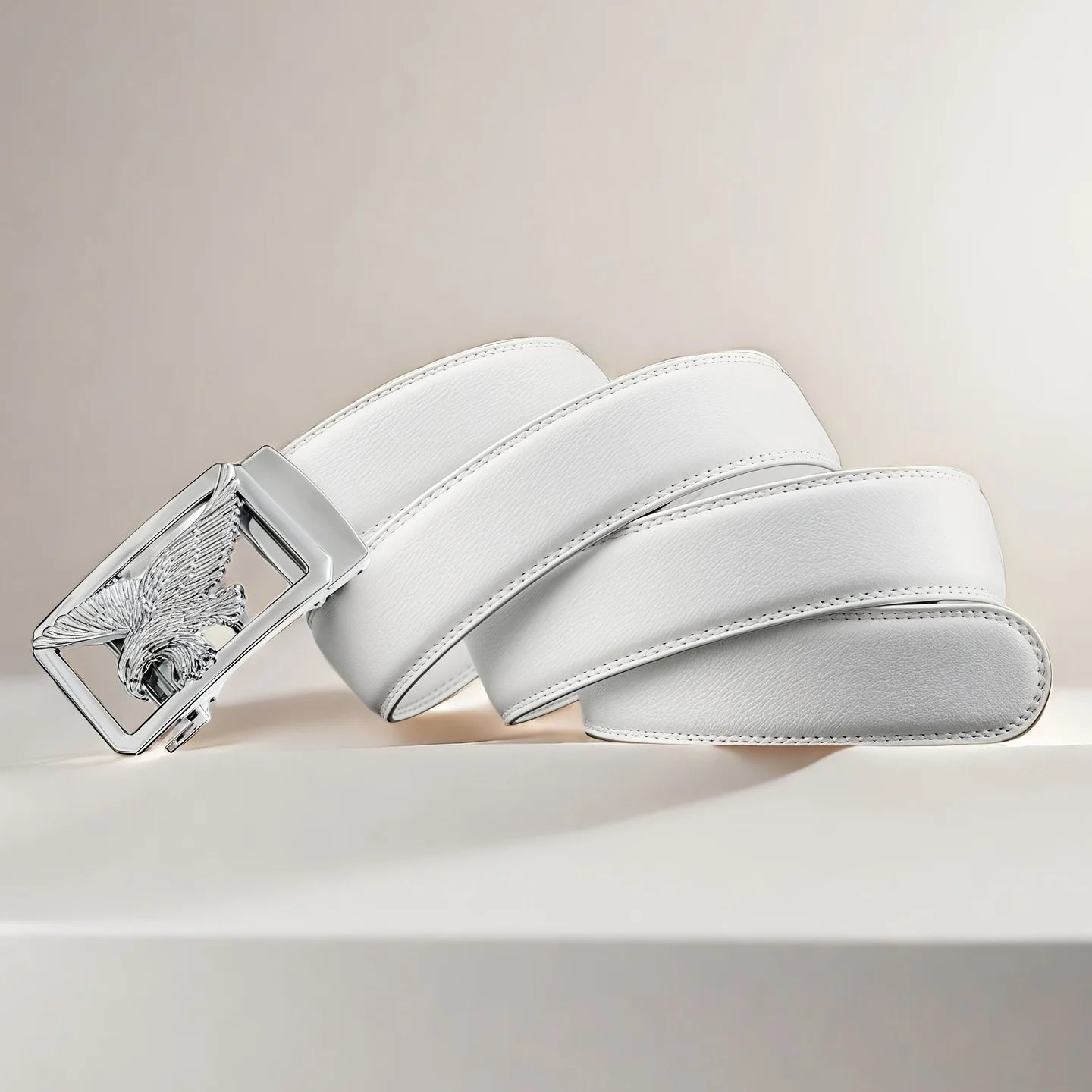 Herren Weißer Automatik Gürtel – Goldener Adler Business Herrengürtel