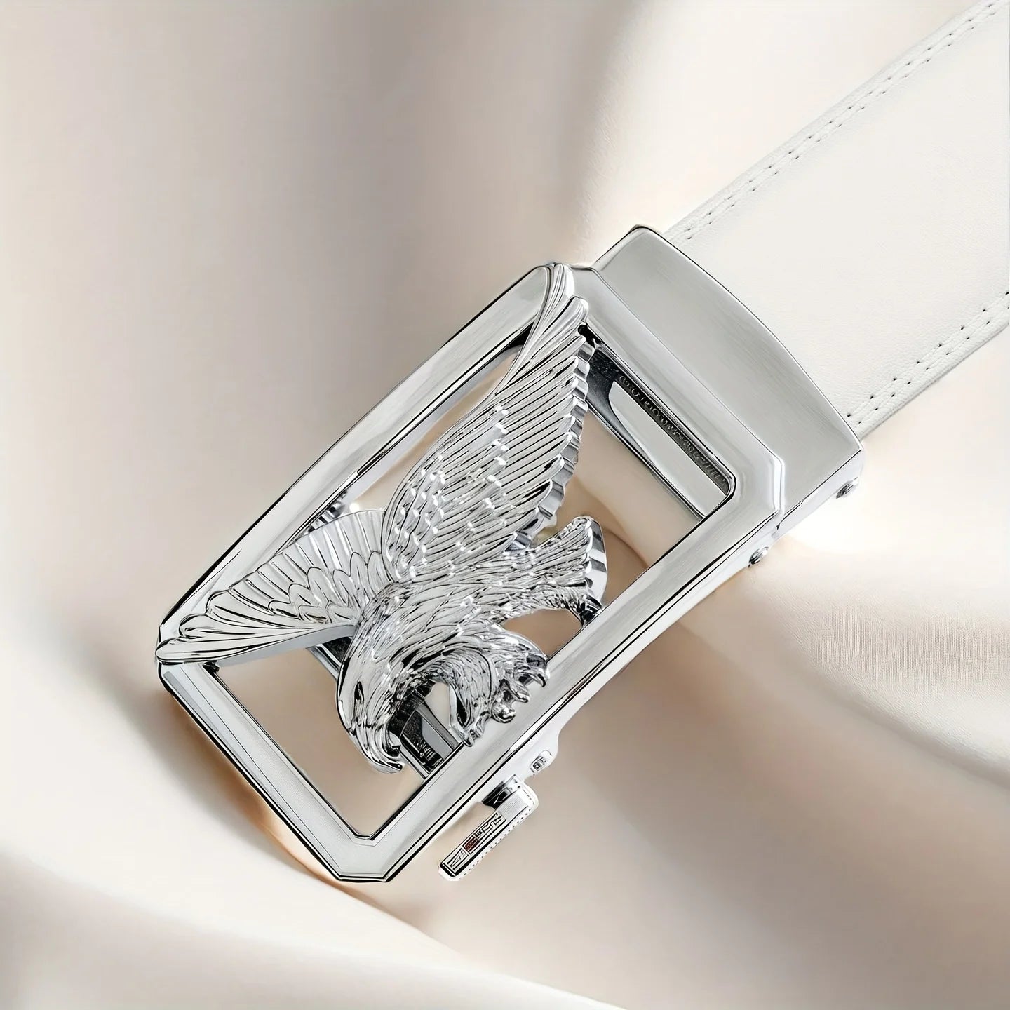Herren Weißer Automatik Gürtel – Goldener Adler Business Herrengürtel