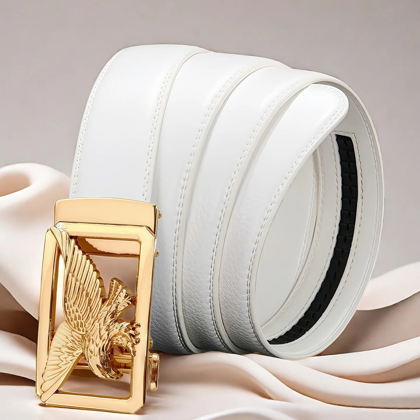 Herren Weißer Automatik Gürtel – Goldener Adler Business Herrengürtel