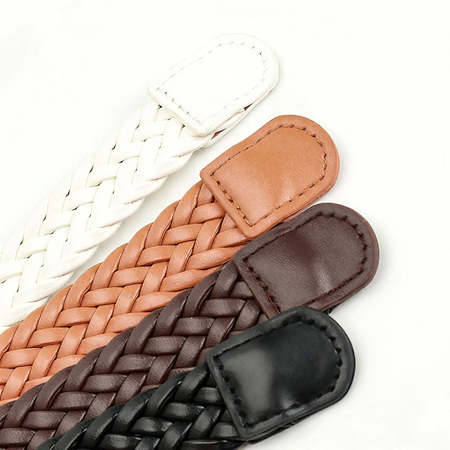 Damen Retro Flechtgürtel – Silberne Schnalle Ohne Löcher Gürtel