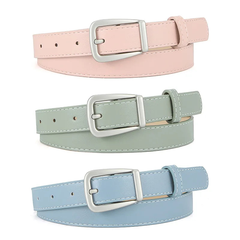 Damen Rosa PU Leder Gürtel – Schmaler Freizeitgürtel mit Dornschließe