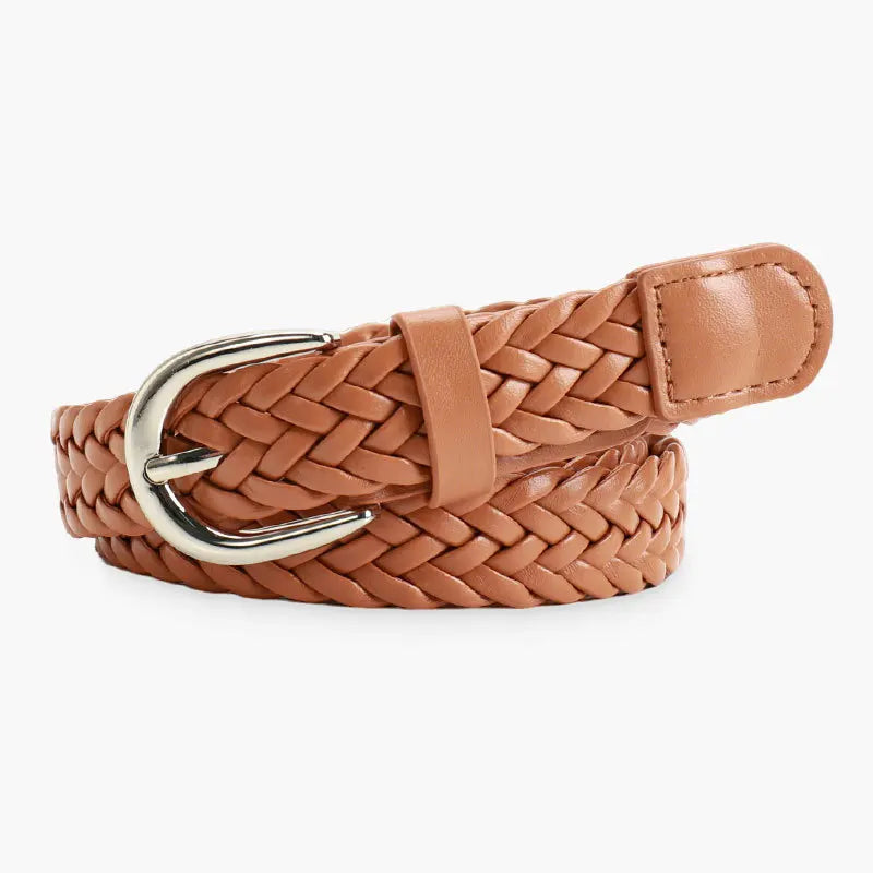 Damen Retro Flechtgürtel – Silberne Schnalle Ohne Löcher Gürtel