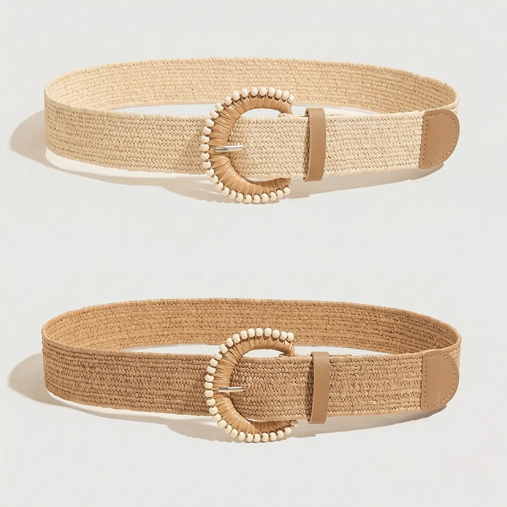 Damen Boho Flechtgürtel – Elastischer Retro Sommer Strand Gürtel